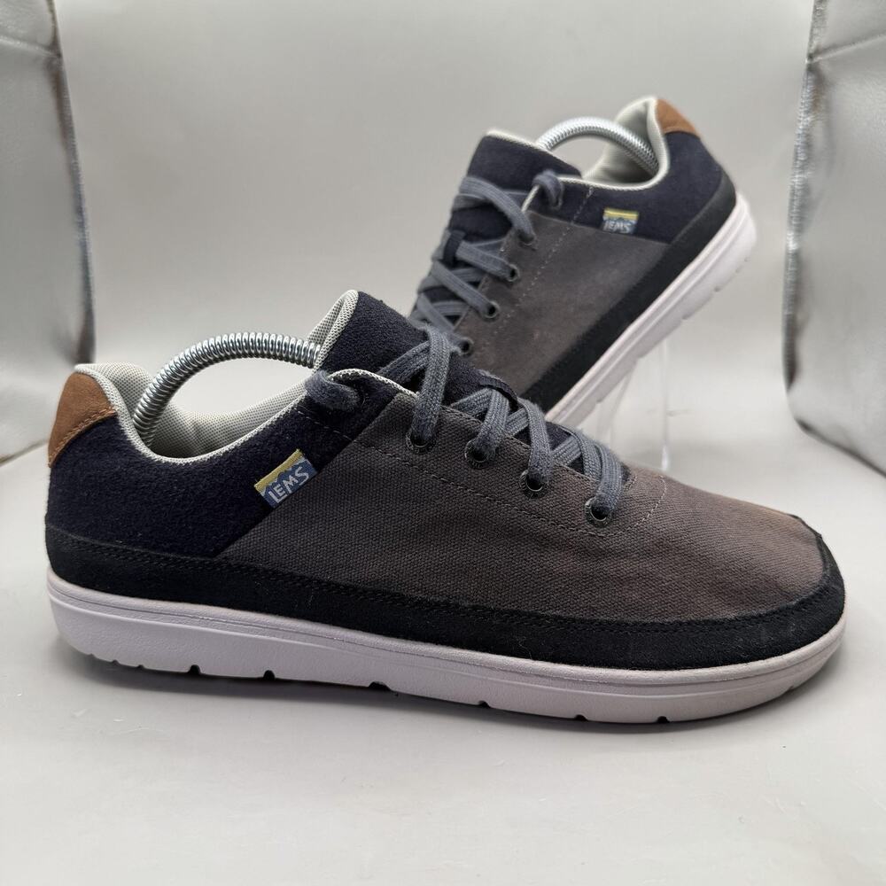 Lems Chillum Shoes Mens Size 9.5 Navy Gray Canvas Sneakers Minimalist Zero Drop